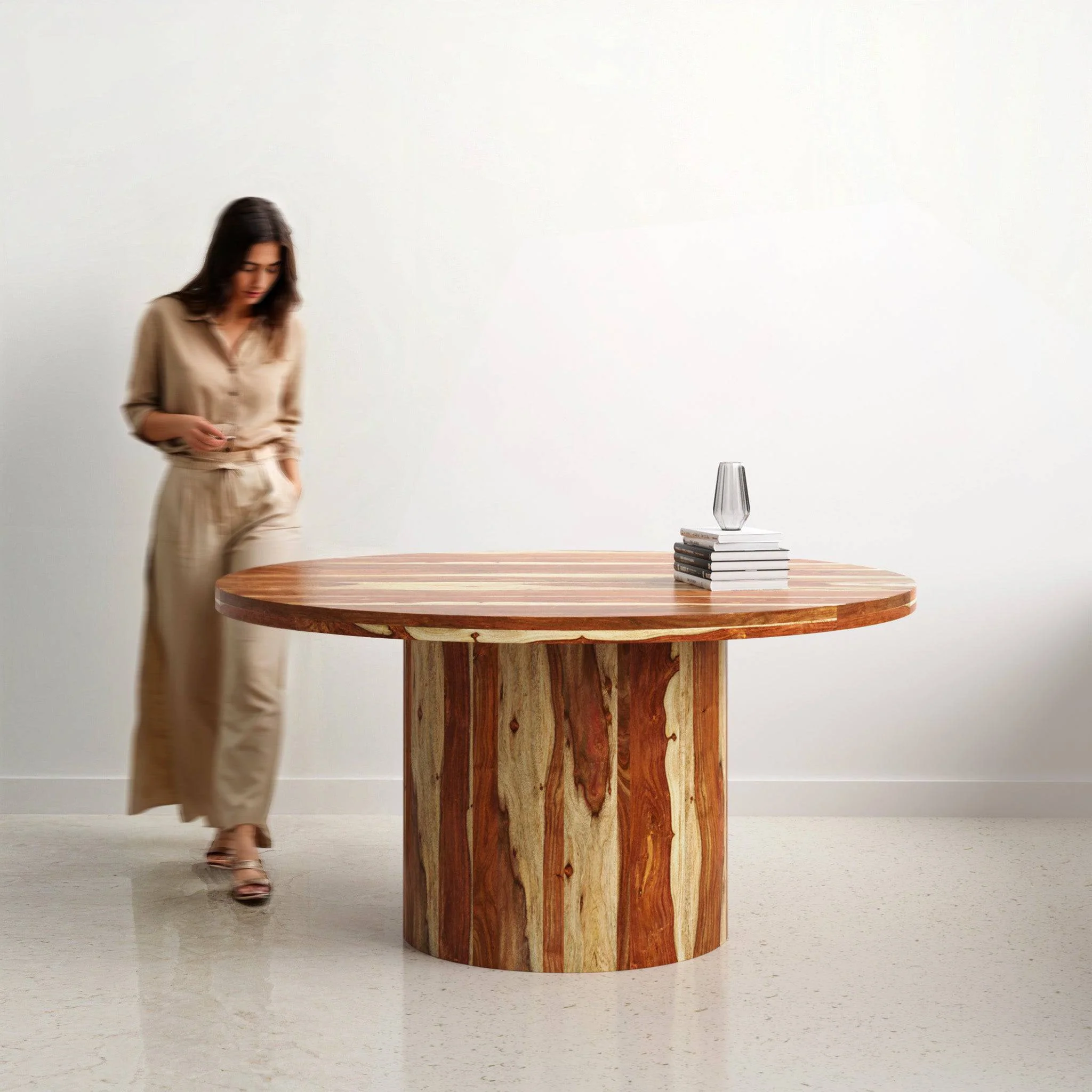 Luis Luxury Dining Table Extra Large 150 cm Natural Sheesham Contemporary  Style