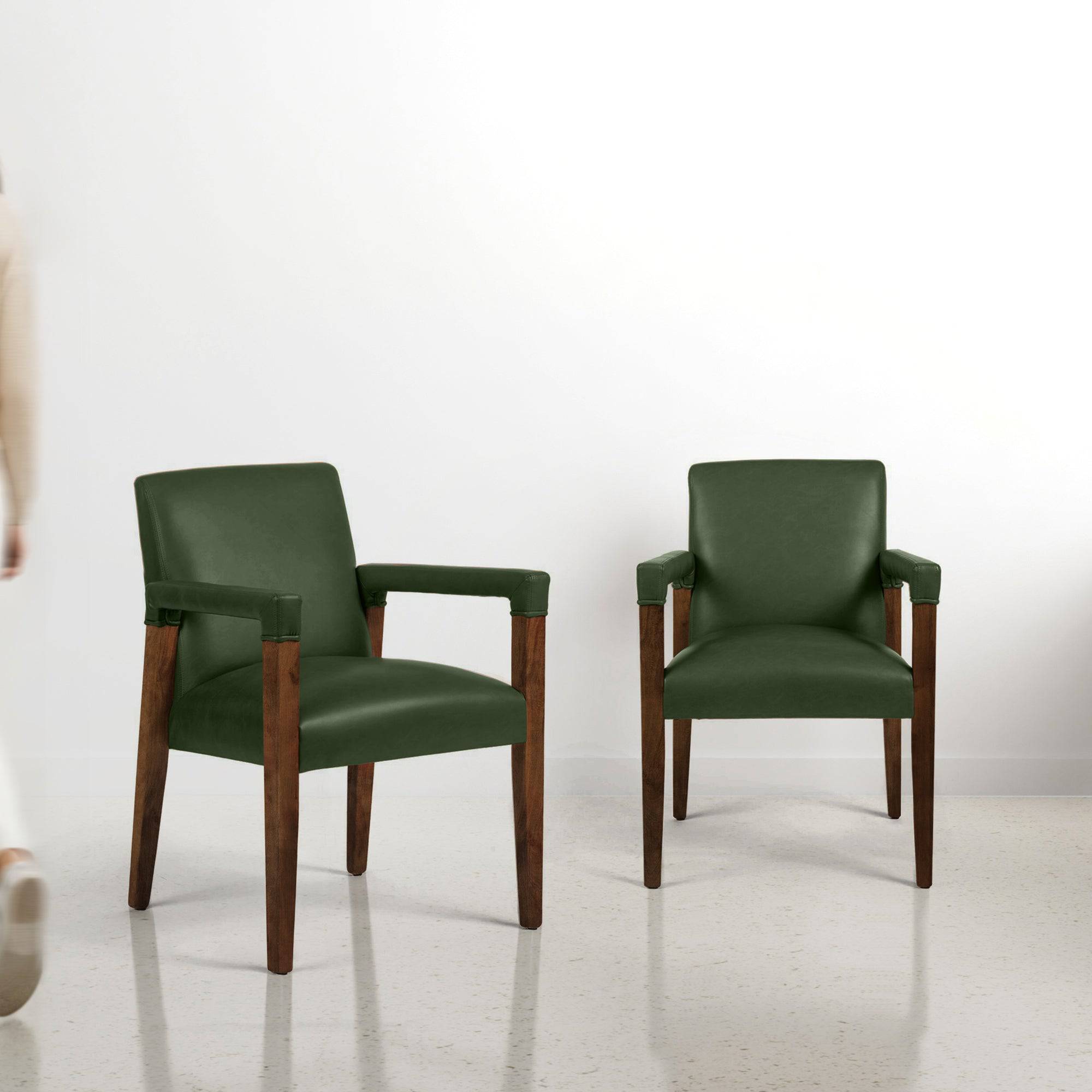 Luna Upholstered Chair Set of Two Forest Green