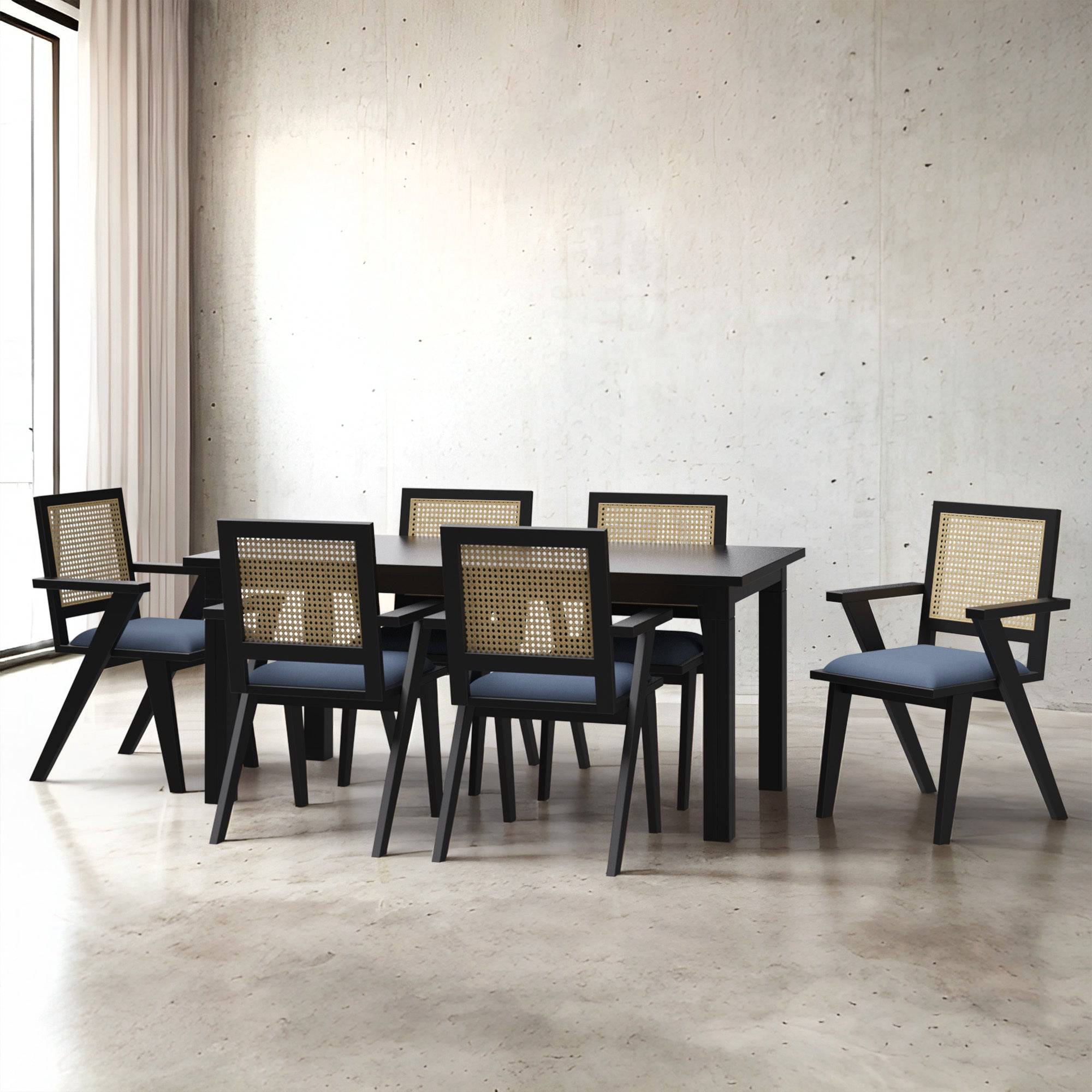 Roma-Flora Matte Black Dining Table Set Seater/175 cm Crafts