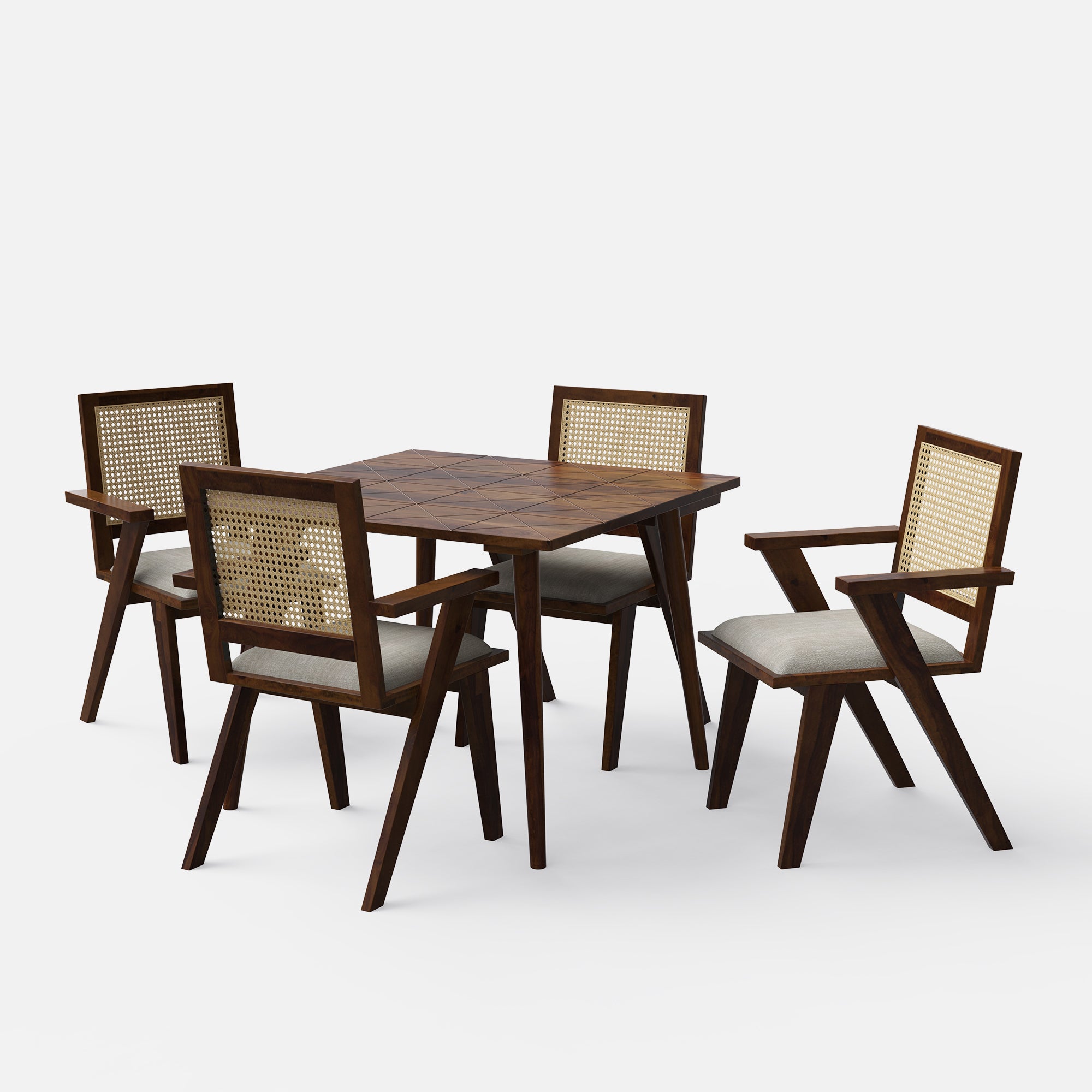 Helena-Flora Walnut Dining Table Set - 4 & 6 Seater - All Sizes