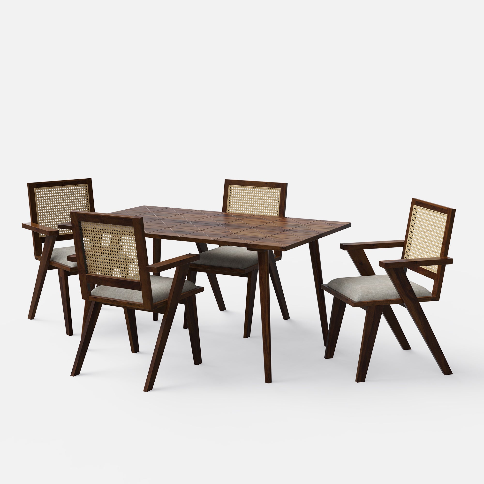 Helena-Flora Walnut Dining Table Set - 4 & 6 Seater - All Sizes