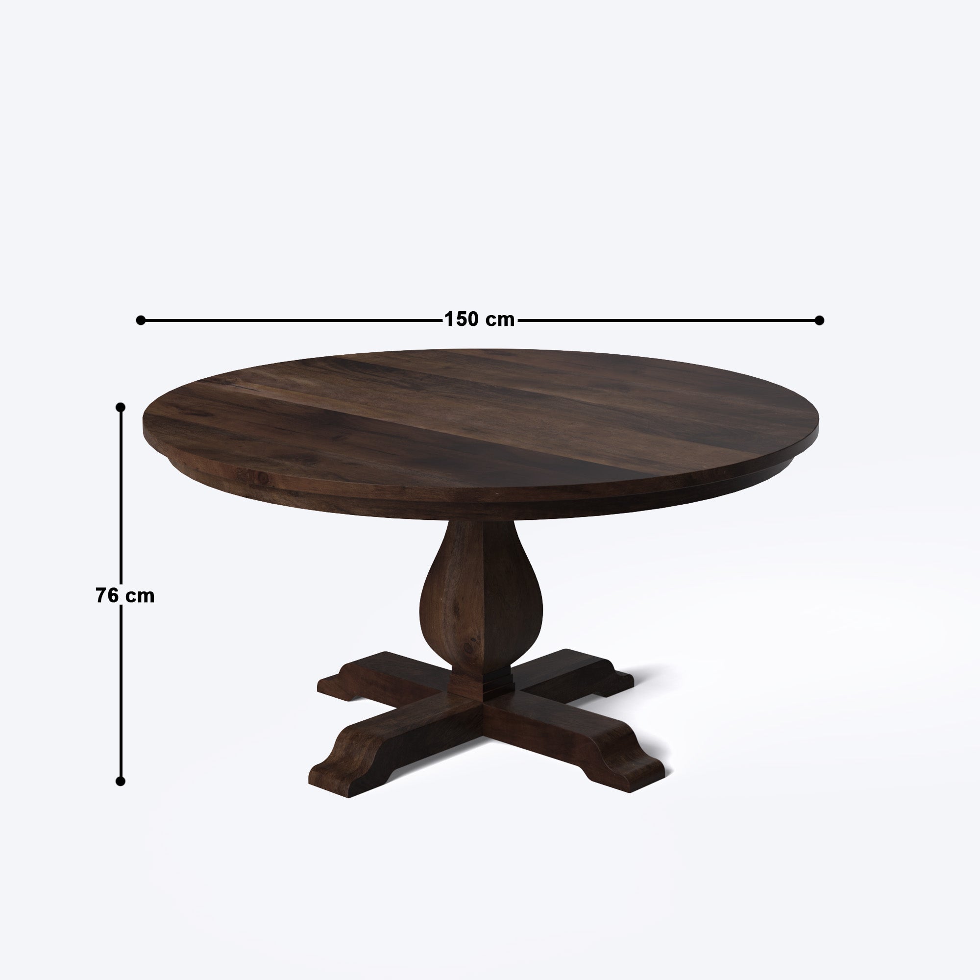 Derbyshire Round Dining Table - 4 & 6 Seater/All Sizes - Crafts Mill Bespoke Furniture - Dining