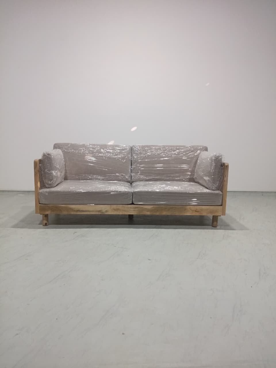 Hughes Rattan 3 Seater Sofa - Natural Polish - Fur Beige