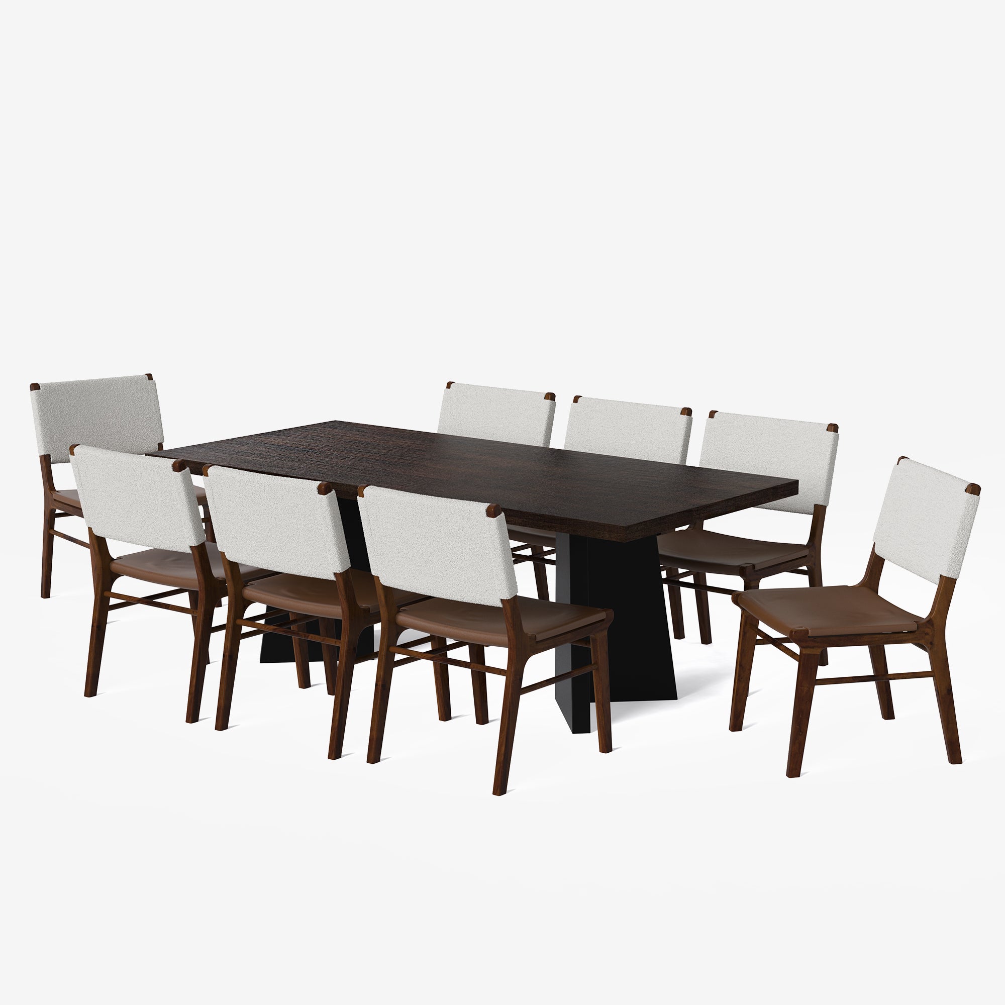 Alejandro-Manor Textured Walnut Dining Table Set - 6 & 8 Seater/ All sizes - Crafts Mill Bespoke Furniture - Dining