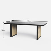 Stanley Luxury Dining Table Set with Bob chair - 8 Seater - Table (210 cm x 100 cm x 76 cm) + 8 Bob Chairs - Mango Table + Sheesham Seating
