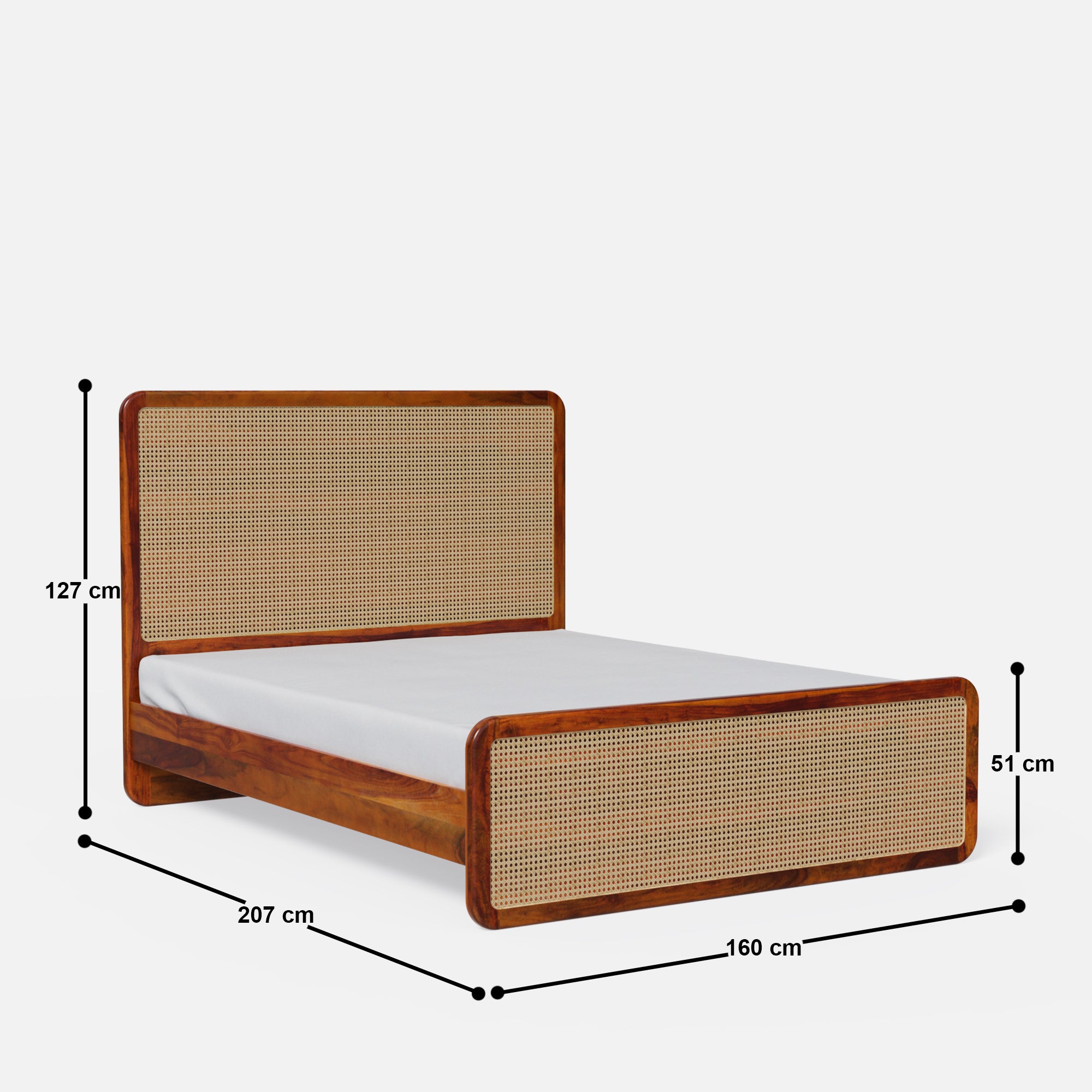 Julius Solid Wood Natural Rattan Bed - Crafts Mill Bespoke Furniture - Bedroom