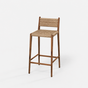 Acacia Wood Counter Stool with Handwoven Jute Seat and Back