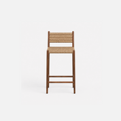 Acacia Wood Counter Stool with Handwoven Jute Seat and Back