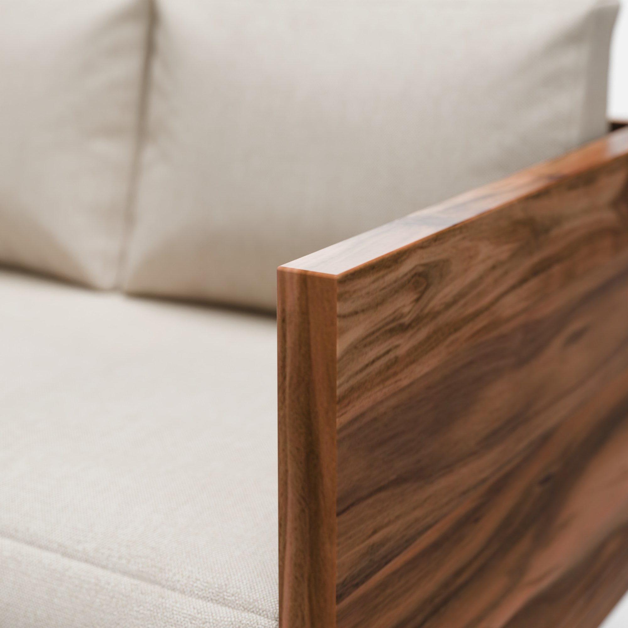 Acacia Wood Sofa with White Upholstery 74.8"