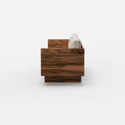 Acacia Wood Sofa with White Upholstery 74.8"