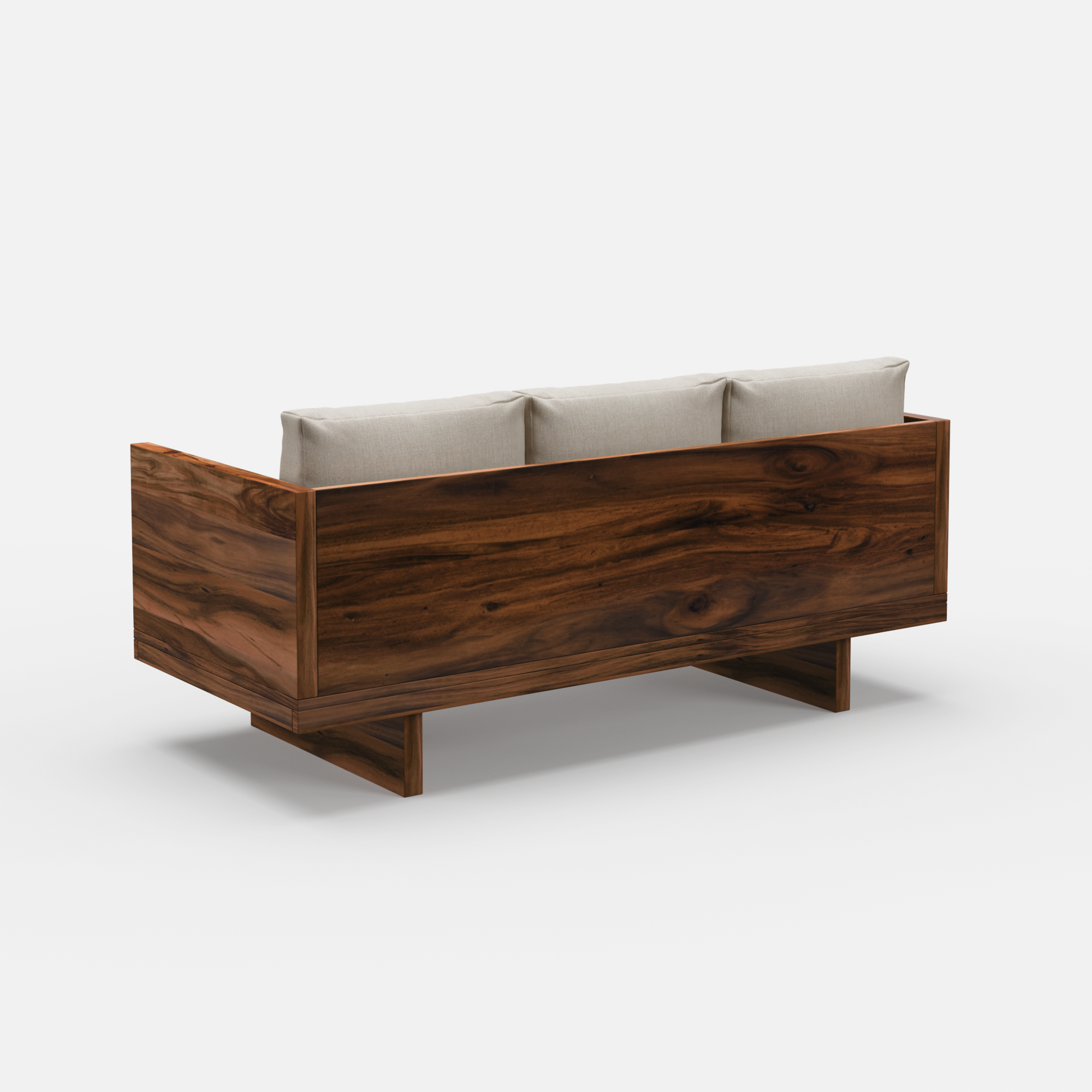 Acacia Wood Sofa with White Upholstery 74.8"