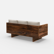 Acacia Wood Sofa with White Upholstery 74.8"