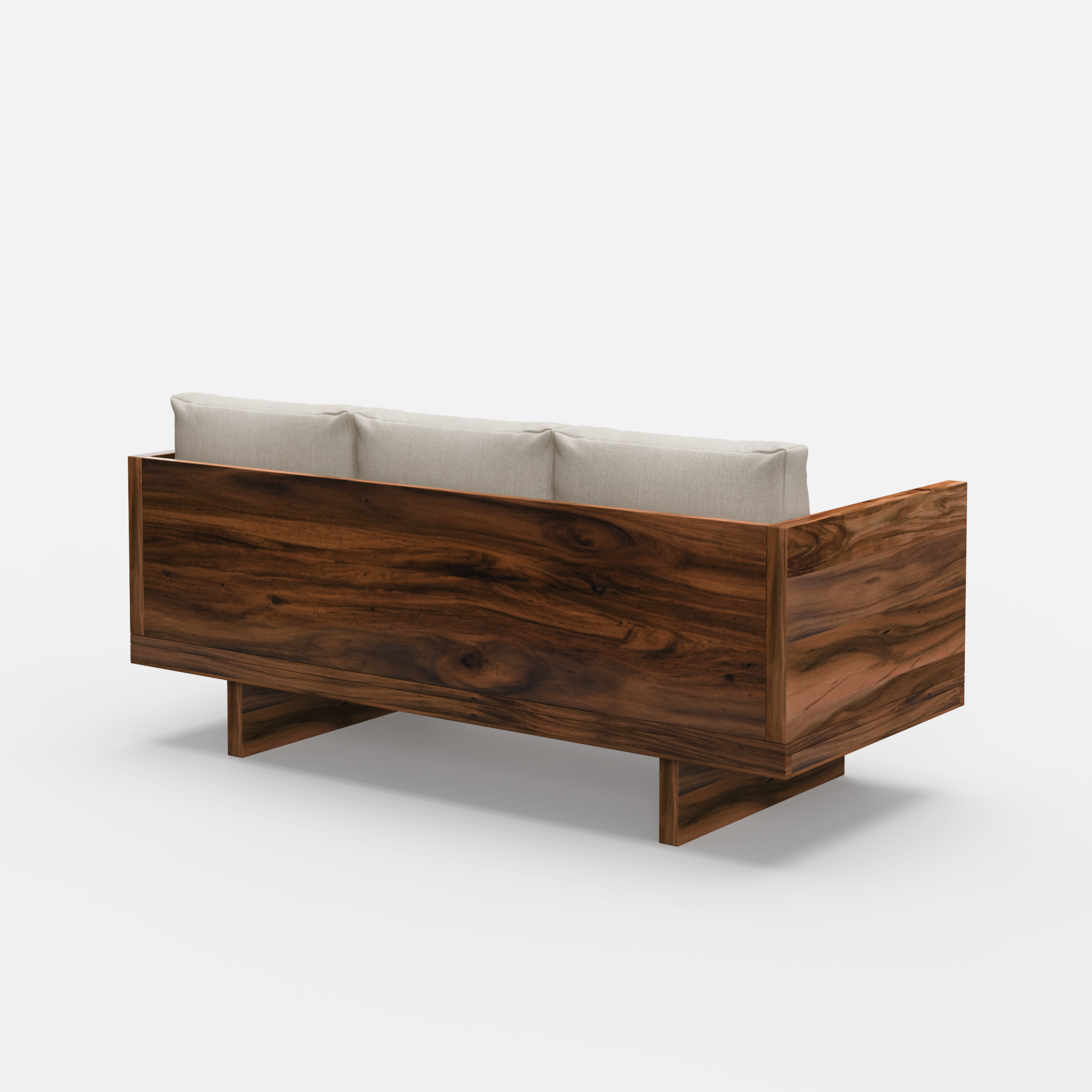 Acacia Wood Sofa with White Upholstery 74.8"