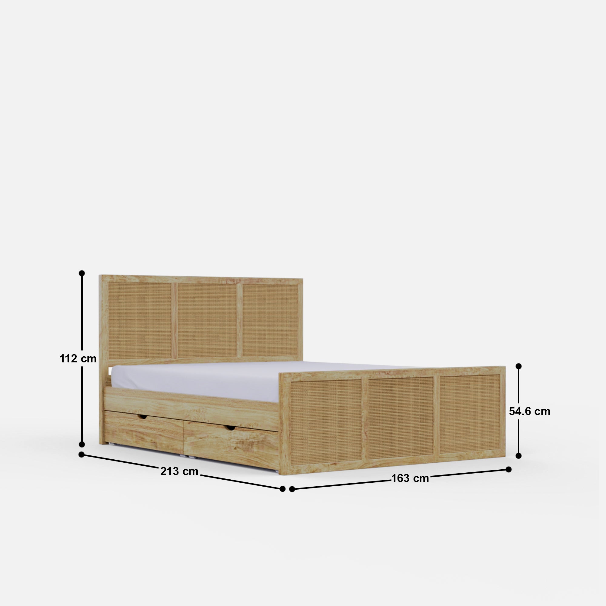 Adelaide Rattan Rollout Storage Bed - Queen with 4 Rollout Storage Boxes (60 W X 78 D inches) - Mango