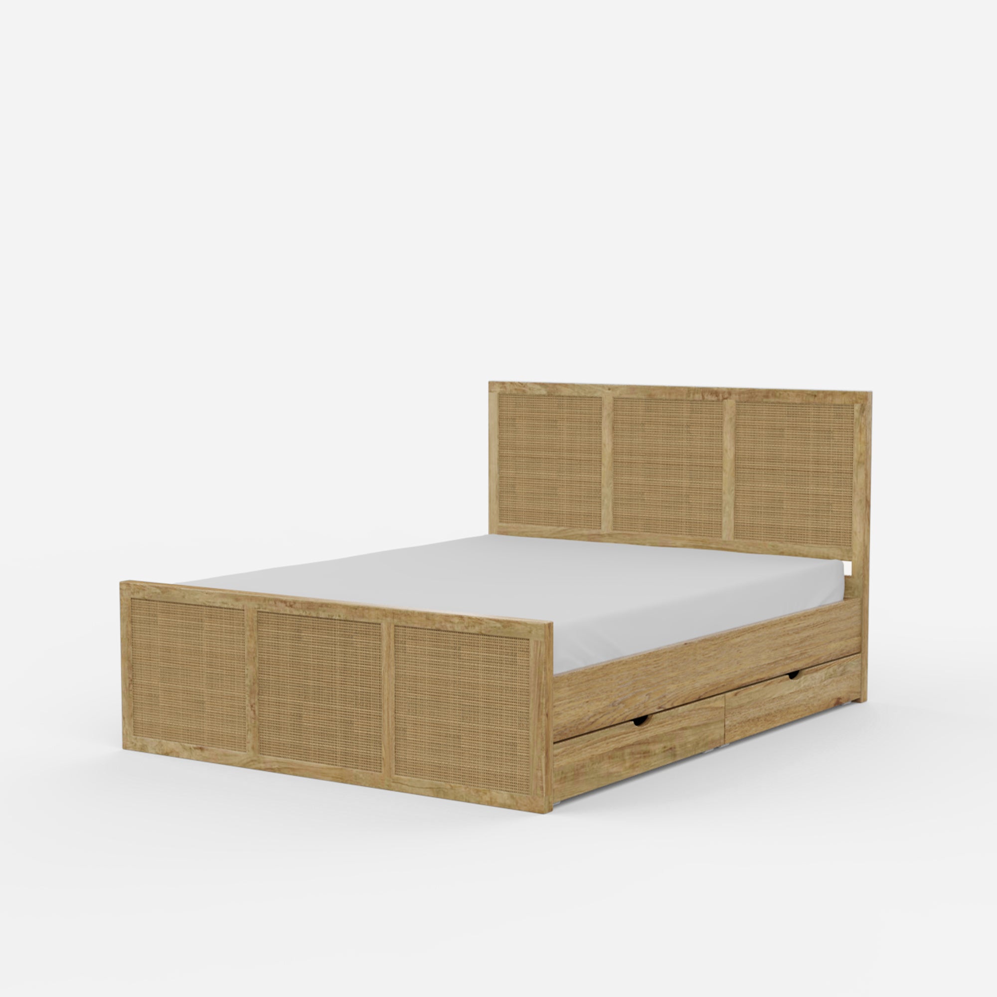 Adelaide Rattan Rollout Storage Bed - Queen with 4 Rollout Storage Boxes (60 W X 78 D inches) - Mango