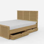 Adelaide Rattan Rollout Storage Bed - Queen with 4 Rollout Storage Boxes (60 W X 78 D inches) - Mango