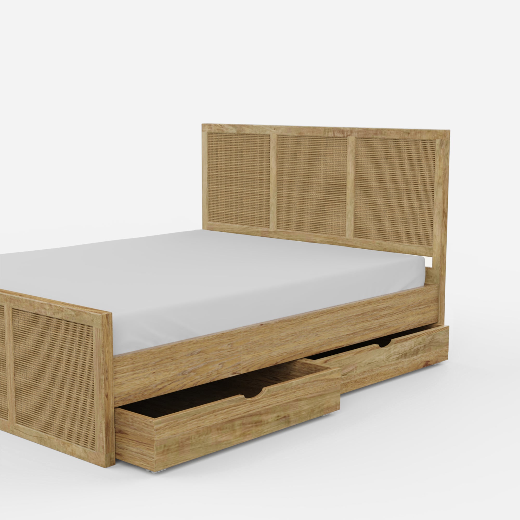 Adelaide Rattan Rollout Storage Bed - Queen with 4 Rollout Storage Boxes (60 W X 78 D inches) - Mango