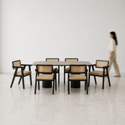 Alba-Bob Dining Table Set - Large 6 Seater - Table (175 cm x 90 cm x 76 cm H) + 6 Bob Chairs - Mango Table + Sheesham Seating