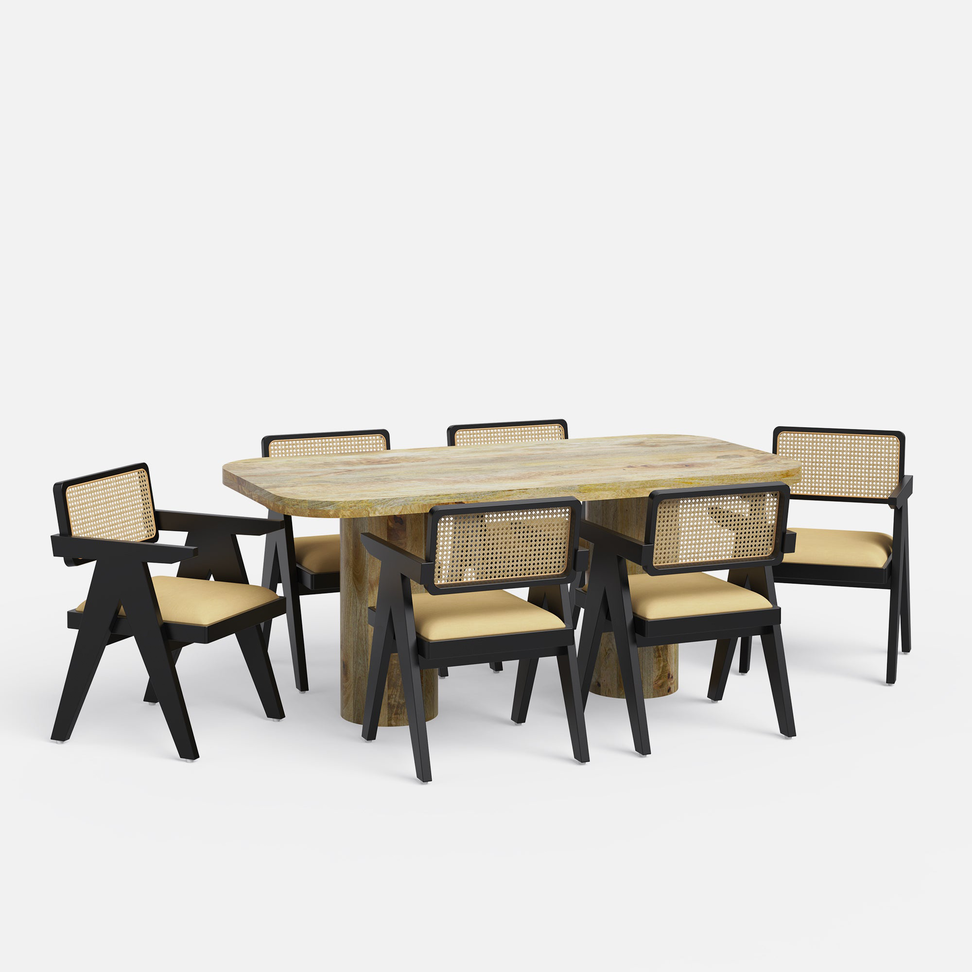 Alba-Pierre Dining Table Set - 6 & 8 Seater/ All sizes - Crafts Mill Bespoke Furniture - Dining