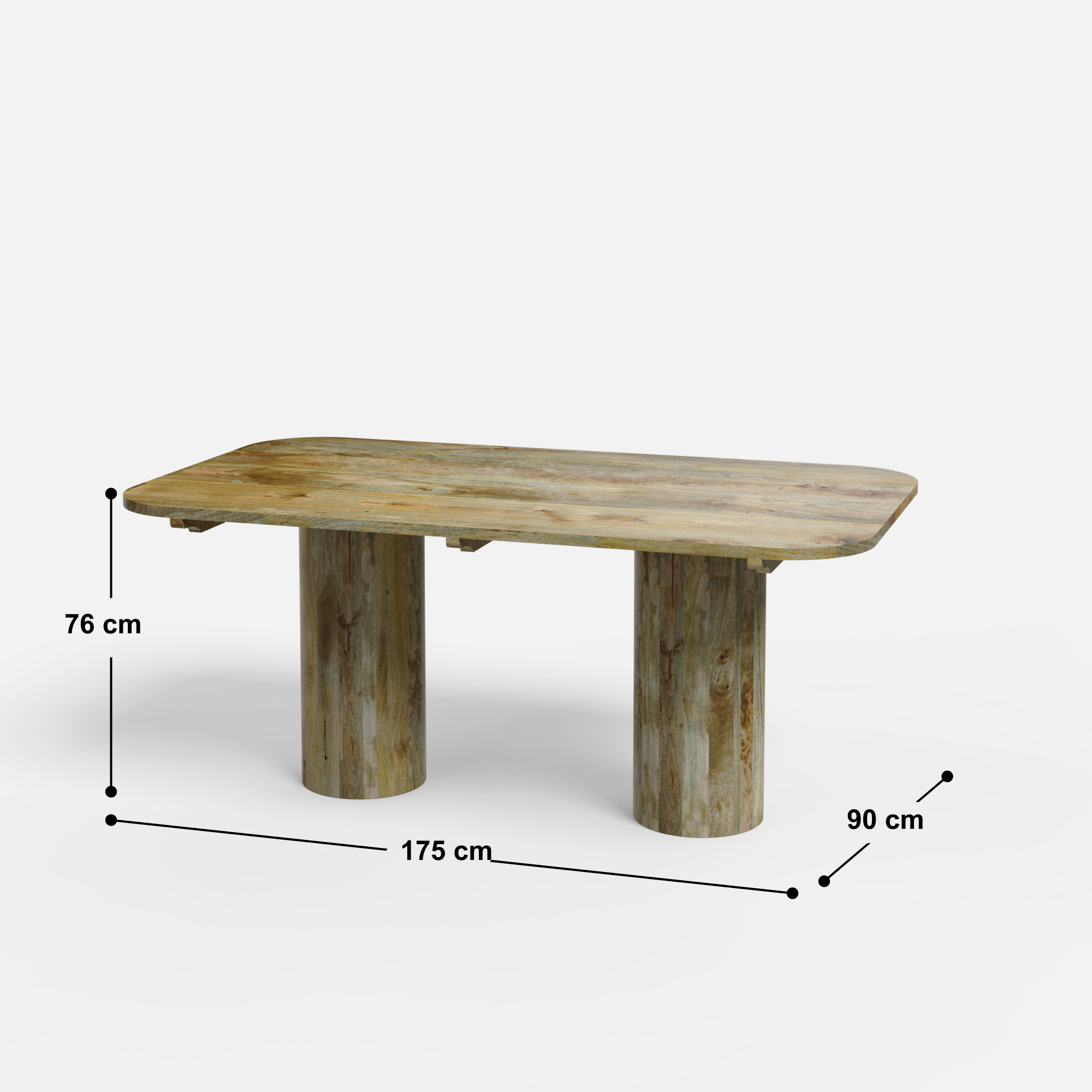Alba Luxury Dining Table - Large 6 Seater - 175 cm x 90 cm x 76 cm H - Mango