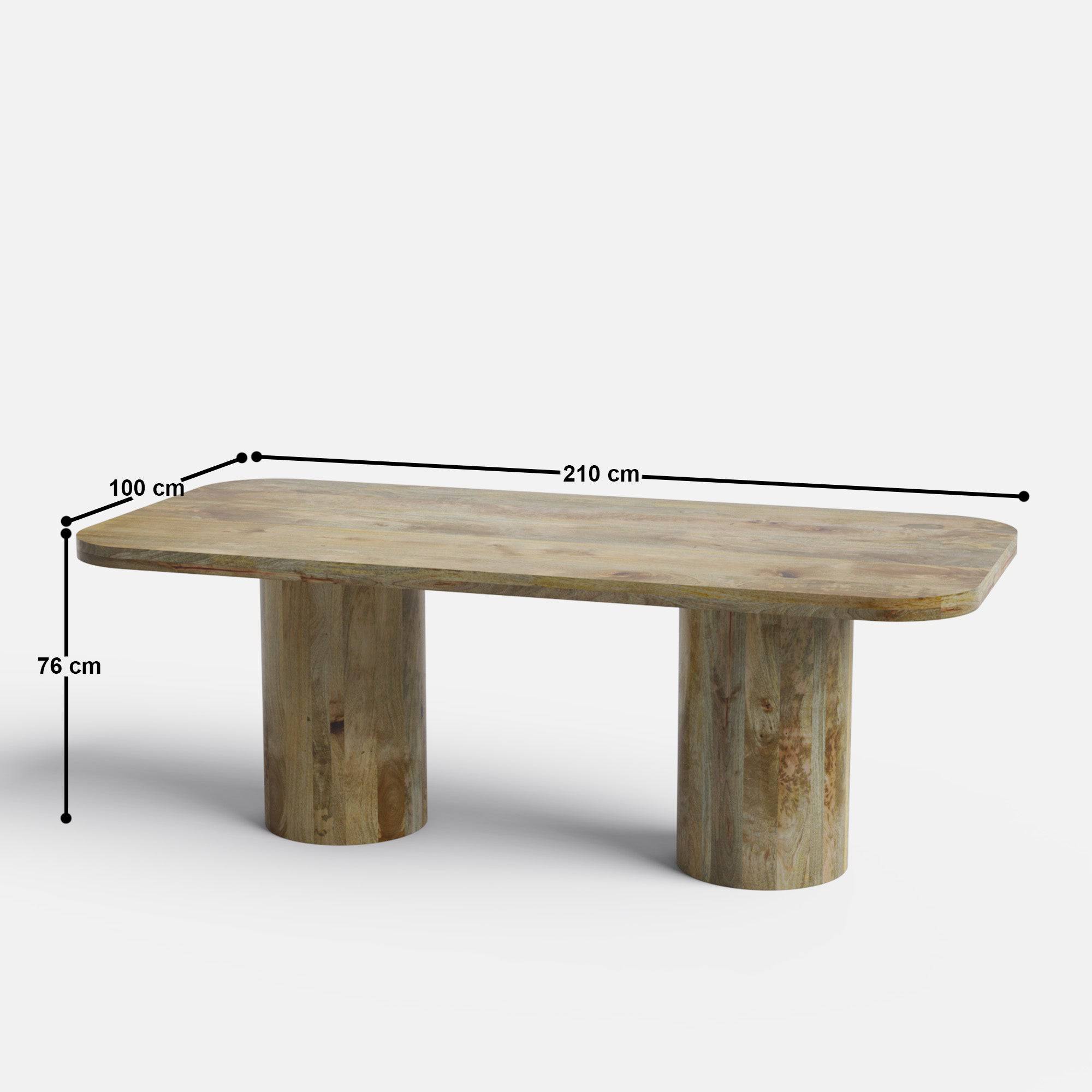 Alba Luxury Dining Table - 8 Seater - 210 cm x 100 cm x 76 cm H - Mango