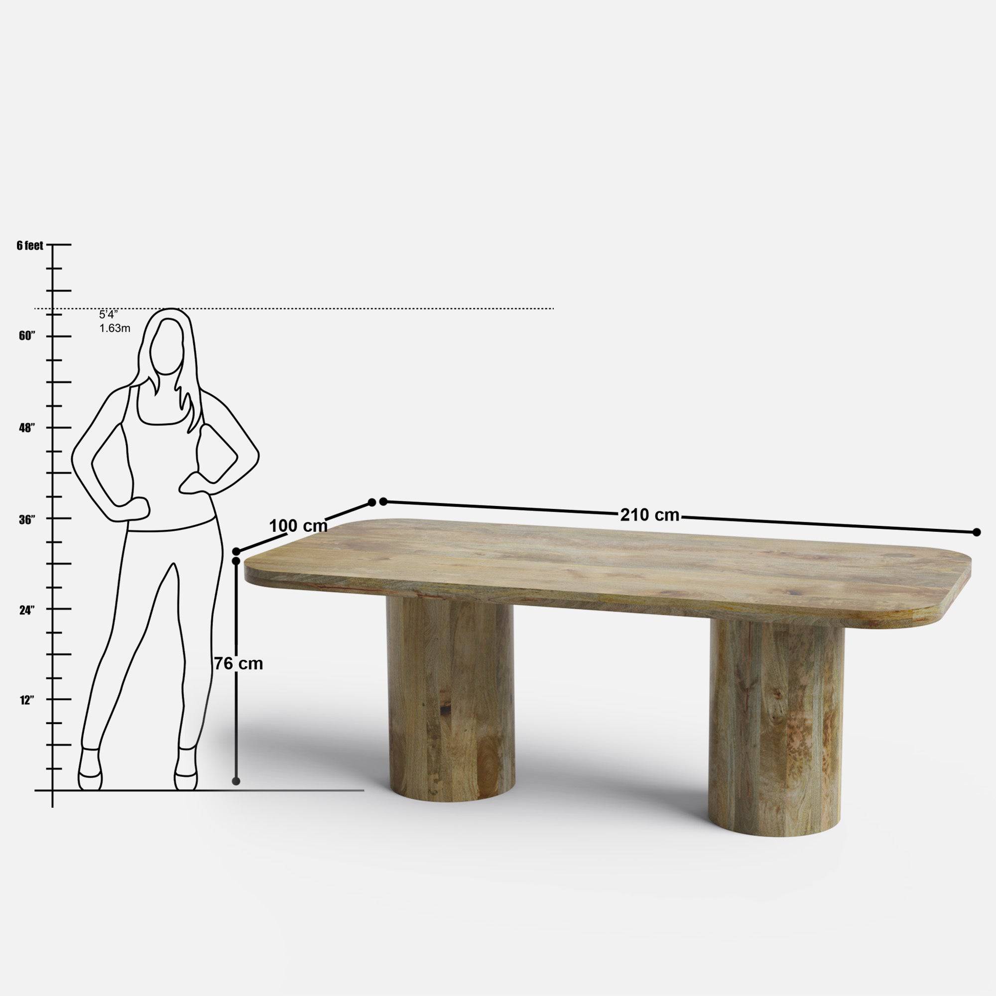 Alba Luxury Dining Table - 8 Seater - 210 cm x 100 cm x 76 cm H - Mango