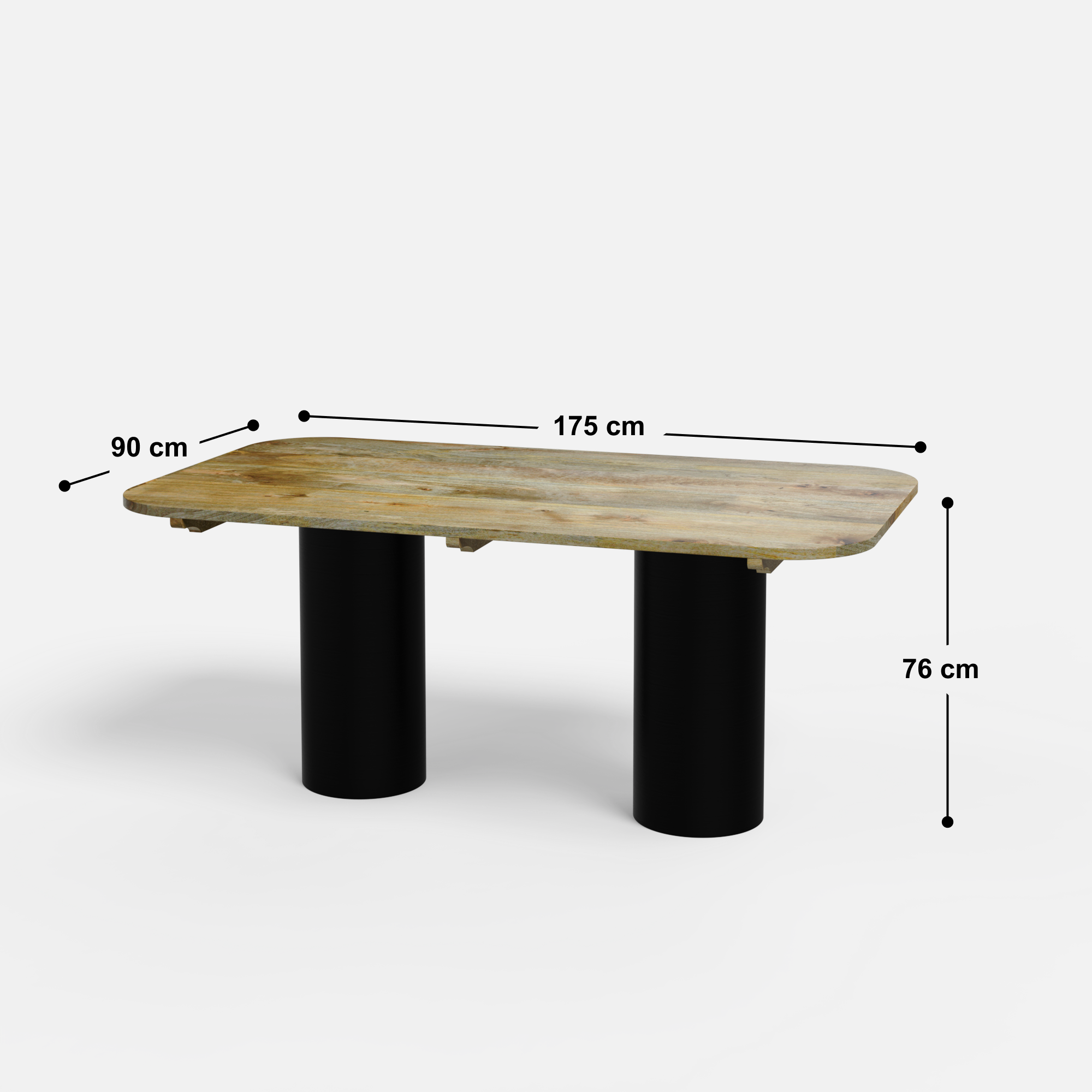 Alba-Bob Dining Table Set - Large 6 Seater - Table (175 cm x 90 cm x 76 cm H) + 6 Bob Chairs - Mango Table + Sheesham Seating