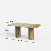 Alba-Kiyomi Dining Table Set - Large 6 Seater - Table (175 cm x 90 cm x 76 cm H) + 6 Kiyomi Chairs - Mango Table + Sheesham Seating