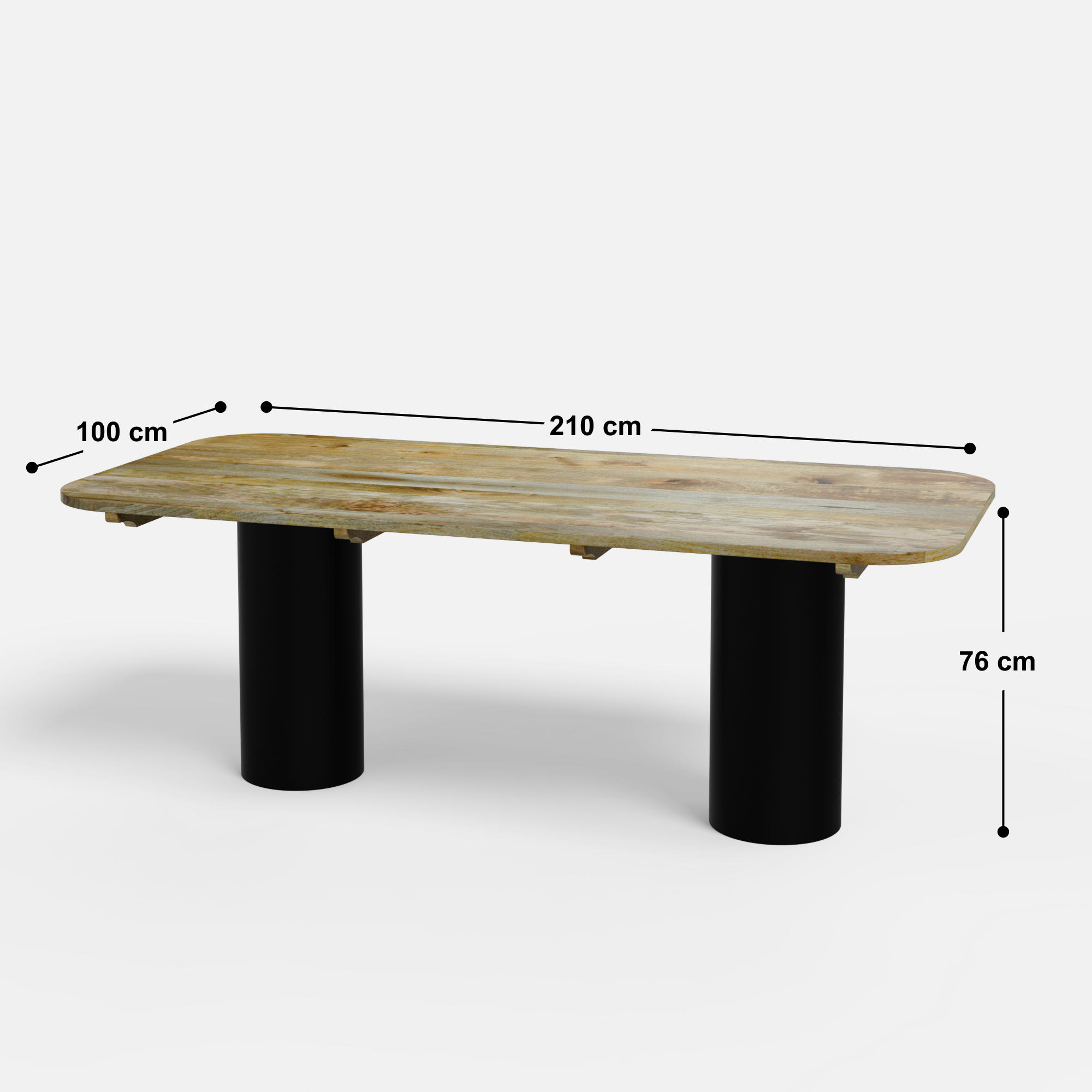 Alba-Bob Dining Table Set - 8 Seater - Table (210 cm x 100 cm x 76 cm H) + 8 Bob Chairs - Mango Table + Sheesham Seating