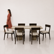Alba-Middleton Dining Table Set - Large 6 Seater - Table (175 cm x 90 cm x 76 cm H) + 6 Middleton Chairs - Mango Table + Sheesham Seating