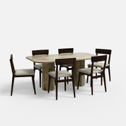 Alba-Middleton Dining Table Set - Large 6 Seater - Table (175 cm x 90 cm x 76 cm H) + 6 Middleton Chairs - Mango Table + Sheesham Seating