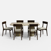 Alba-Middleton Dining Table Set - Large 6 Seater - Table (175 cm x 90 cm x 76 cm H) + 6 Middleton Chairs - Mango Table + Sheesham Seating