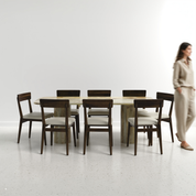 Alba-Middleton Dining Table Set - 8 Seater - Table (210 cm x 100 cm x 76 cm H) + 8 Middleton Chairs - Mango Table + Sheesham Seating