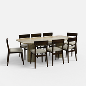 Alba-Middleton Dining Table Set - 8 Seater - Table (210 cm x 100 cm x 76 cm H) + 8 Middleton Chairs - Mango Table + Sheesham Seating