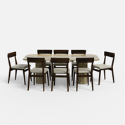 Alba-Middleton Dining Table Set - 8 Seater - Table (210 cm x 100 cm x 76 cm H) + 8 Middleton Chairs - Mango Table + Sheesham Seating