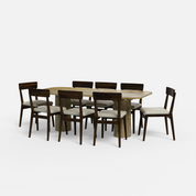 Alba-Middleton Dining Table Set - 8 Seater - Table (210 cm x 100 cm x 76 cm H) + 8 Middleton Chairs - Mango Table + Sheesham Seating