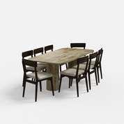 Alba-Middleton Dining Table Set - 8 Seater - Table (210 cm x 100 cm x 76 cm H) + 8 Middleton Chairs - Mango Table + Sheesham Seating