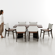 Alejandro-Manor Textured Walnut Dining Table Set - Large 6 Seater - Table (175 cm x 90 cm x 76 cm H) + 6 Manor Chairs - Mango Table + Sheesham Seating