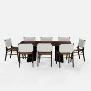 Alejandro-Manor Textured Walnut Dining Table Set - 8 Seater - Table (210 cm x 100 cm x 76 cm H) + 8 Manor Chairs - Mango Table + Sheesham Seating