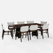 Alejandro-Manor Textured Walnut Dining Table Set - 8 Seater - Table (210 cm x 100 cm x 76 cm H) + 8 Manor Chairs - Mango Table + Sheesham Seating