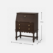 Alva Mango Natural Finish Secretary Desk with Drawers