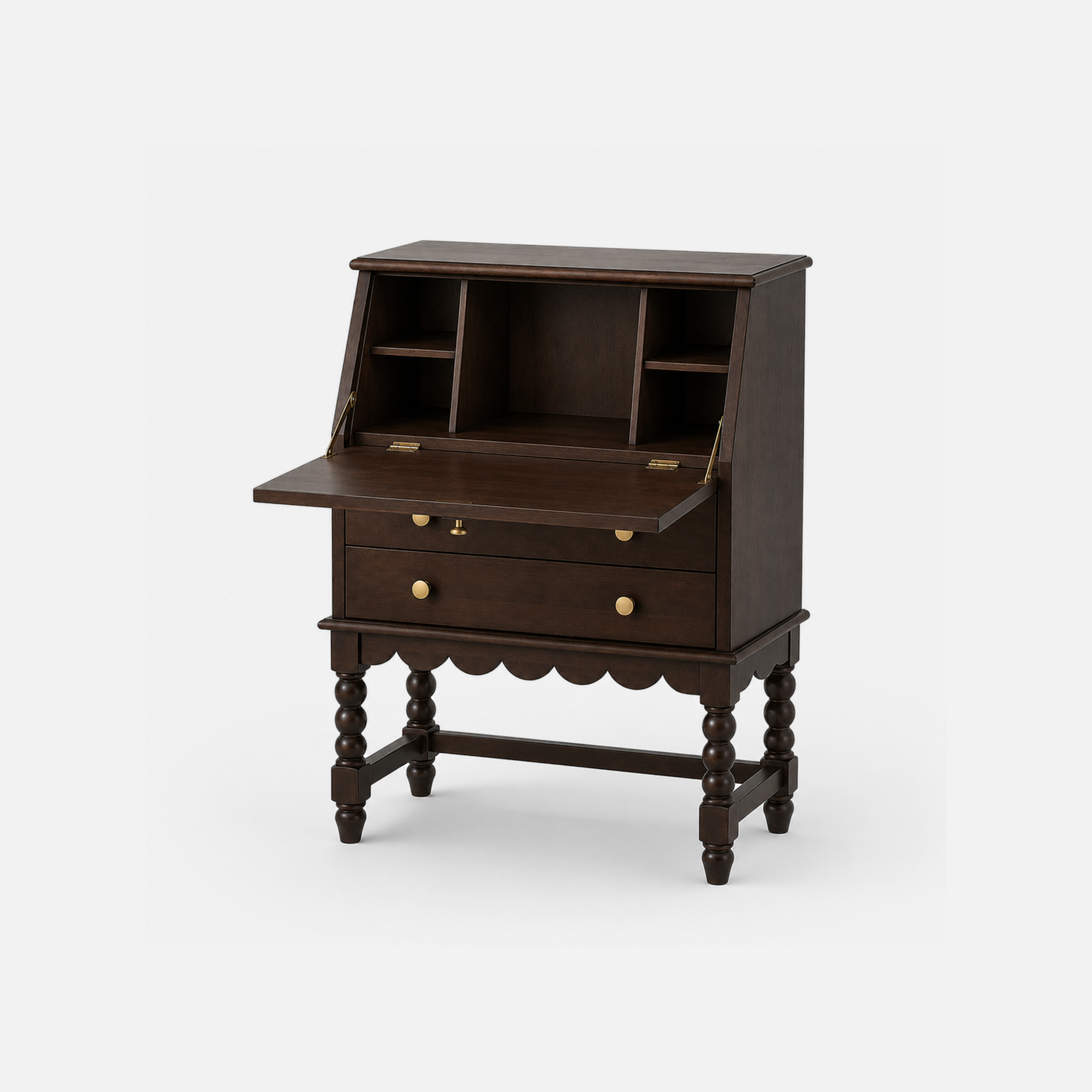 Alva Mango Natural Finish Secretary Desk with Drawers