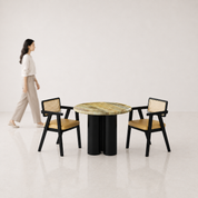 Amor-Bob Dining Table Set - 2 Seater - Table (100 cm Dia x 76 cm) + 2 Bob Chairs - Mango Table + Sheesham Seating