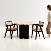 Amor-Bob Dining Table Set - 2 Seater - Table (100 cm Dia x 76 cm) + 2 Bob Chairs - Mango Table + Sheesham Seating