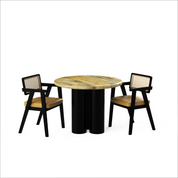 Amor-Bob Dining Table Set - 2 Seater - Table (100 cm Dia x 76 cm) + 2 Bob Chairs - Mango Table + Sheesham Seating