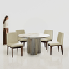 Amor-Lidia Dining Table Set - 4 Seater - Table (130 cm Dia x 76 cm) + 4 Lidia Chairs - Mango Table + Sheesham Seating