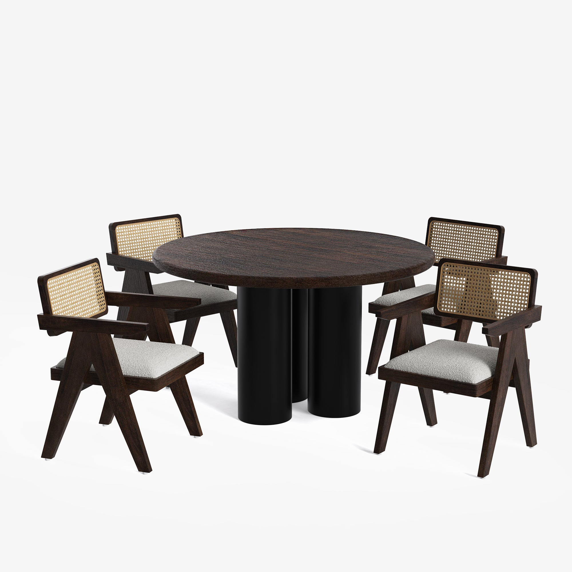 Amor-Pierre Textured Walnut Dining Table Set -  2, 4 & 6 Seater/ All sizes - Crafts Mill Bespoke Furniture - Dining