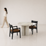 Amor-Kiyomi Dining Table Set - 2 Seater - Table (100 cm Dia x 76 cm) + 2 Kiyomi Chairs - Mango Table + Sheesham Seating