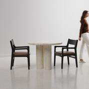 Amor-Kiyomi Dining Table Set - 2 Seater - Table (100 cm Dia x 76 cm) + 2 Kiyomi Chairs - Mango Table + Sheesham Seating