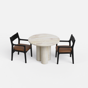 Amor-Kiyomi Dining Table Set - 2 Seater - Table (100 cm Dia x 76 cm) + 2 Kiyomi Chairs - Mango Table + Sheesham Seating